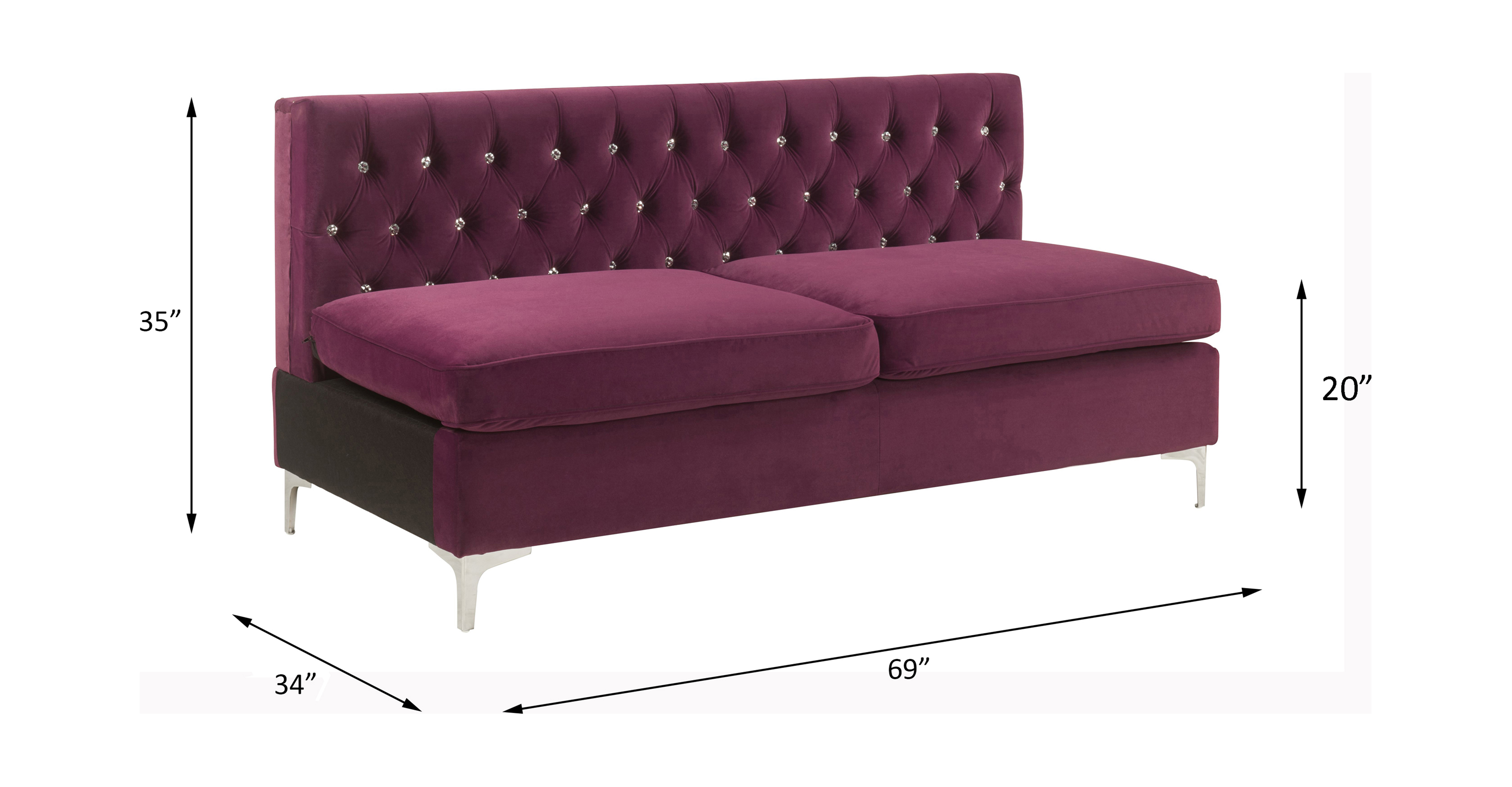 ACME Jaszira Modular Armless Sofa - Burgundy Velvet