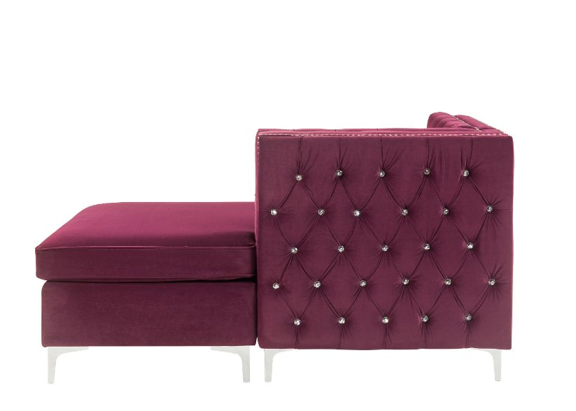 ACME™ Jaszira Modular Chaise - Burgundy Velvet