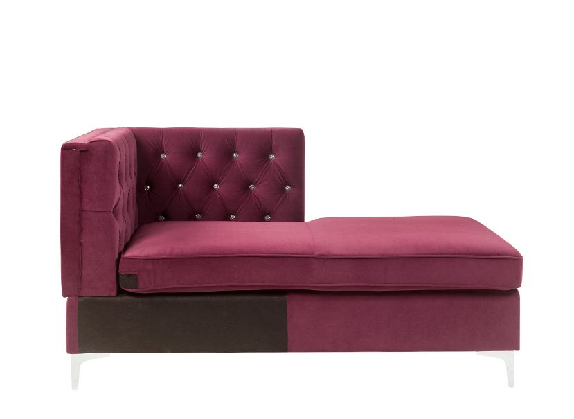 ACME™ Jaszira Modular Chaise - Burgundy Velvet