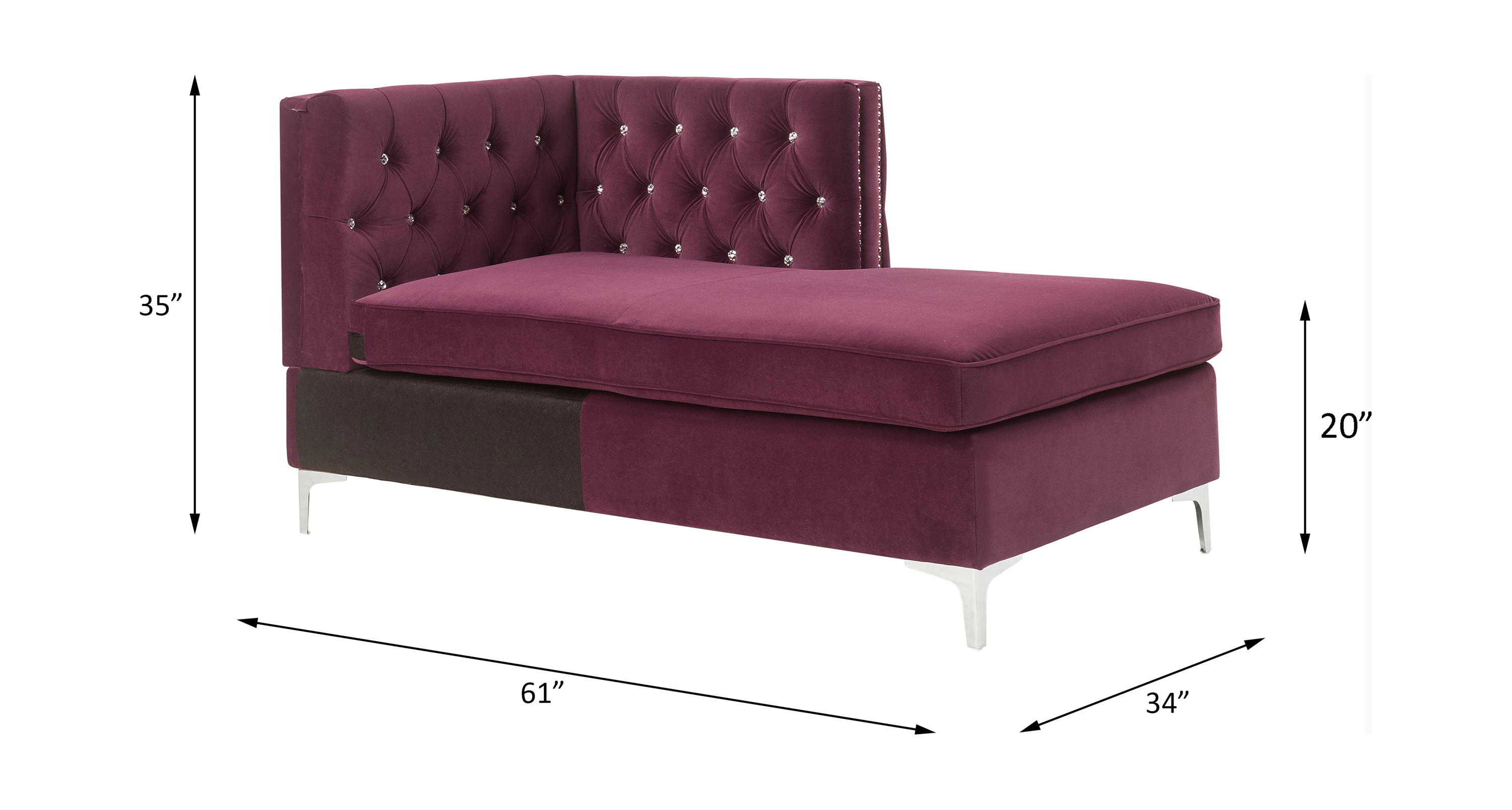 ACME™ Jaszira Modular Chaise - Burgundy Velvet