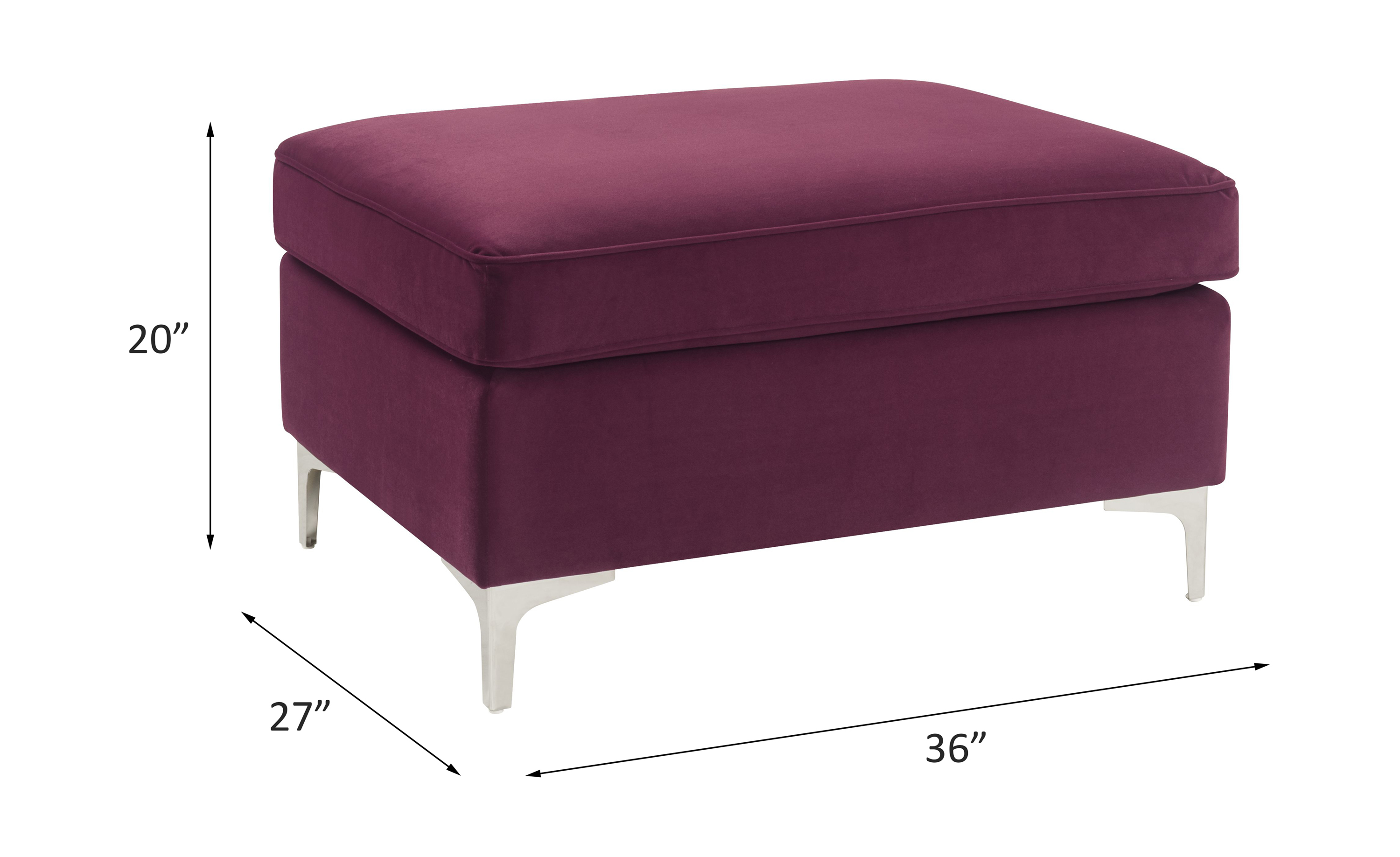 ACME Jaszira Ottoman - Burgundy Velvet