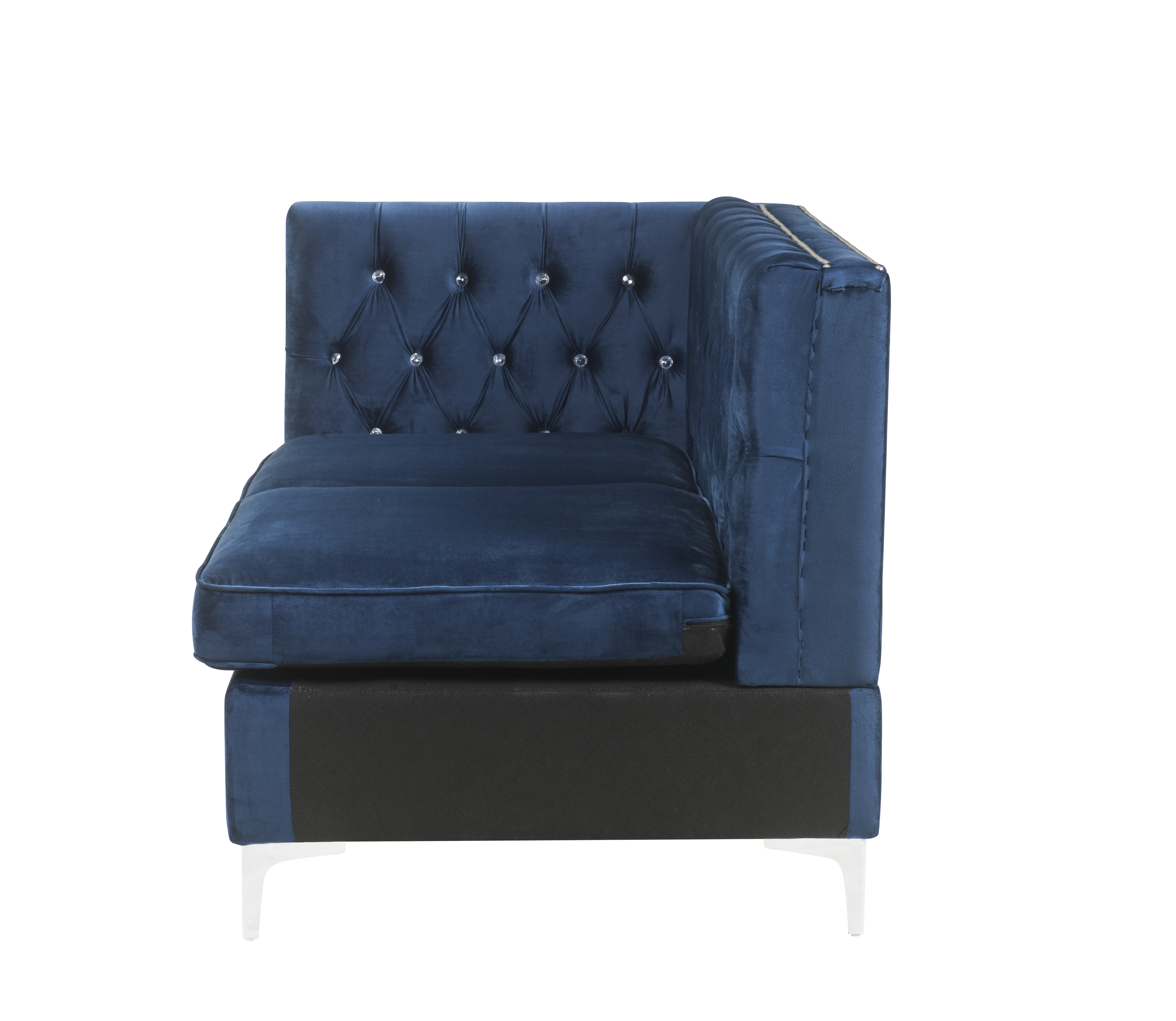 ACME Jaszira Modular Armless Loveseat with 2 Pillows - Blue Velvet