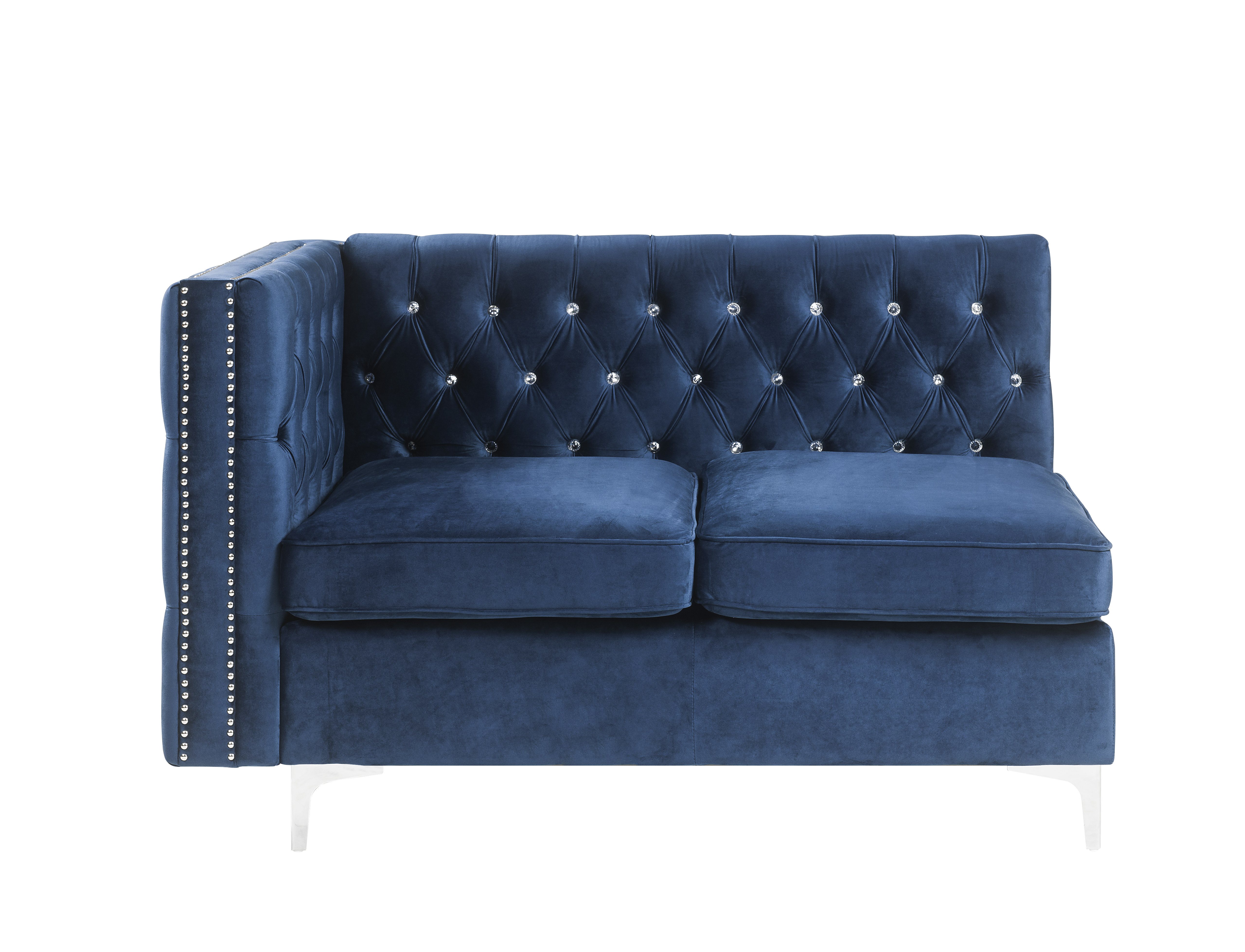 ACME Jaszira Modular Armless Loveseat with 2 Pillows - Blue Velvet