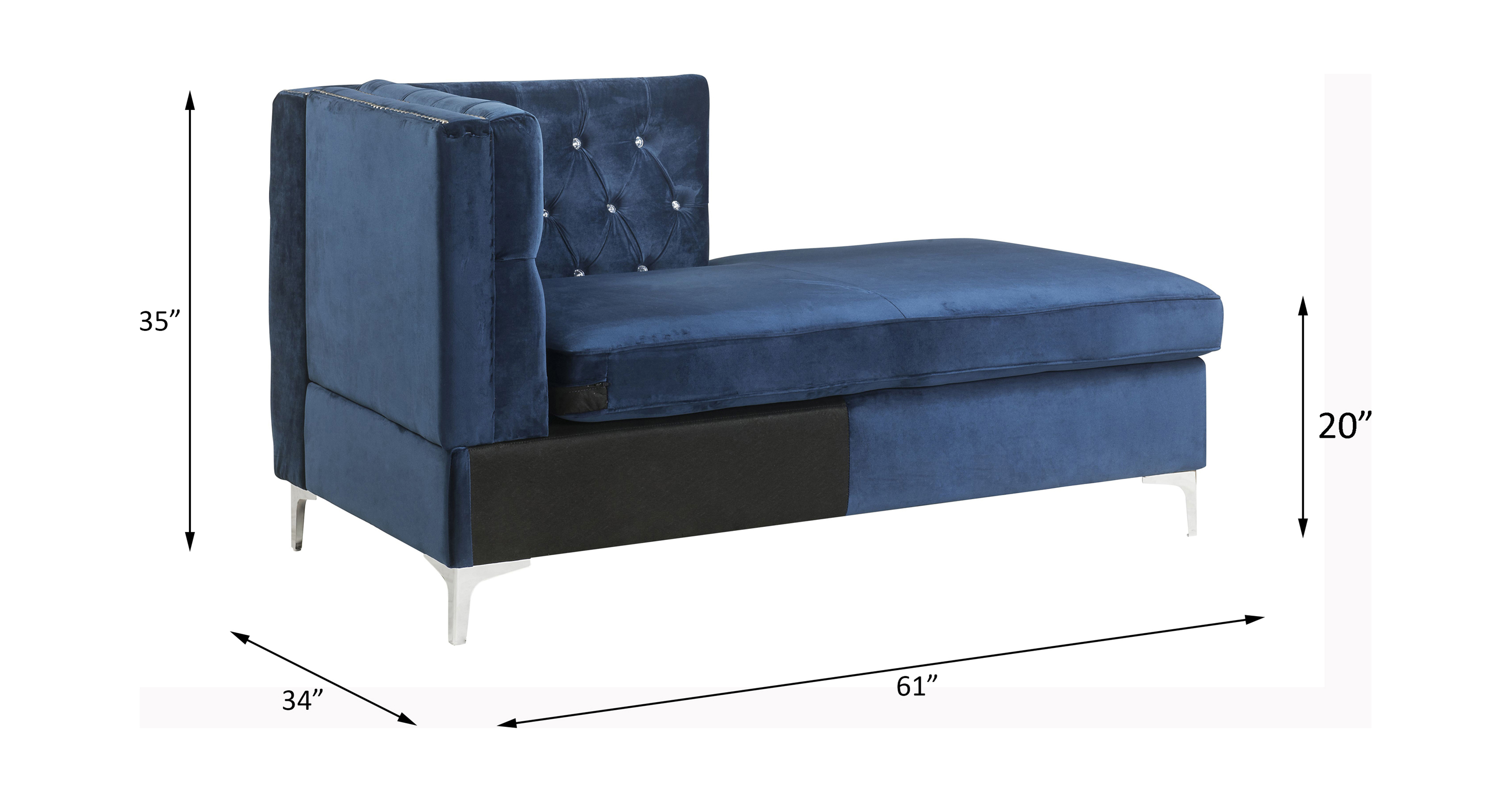 ACME™ Jaszira Modular Chaise - Blue Velvet