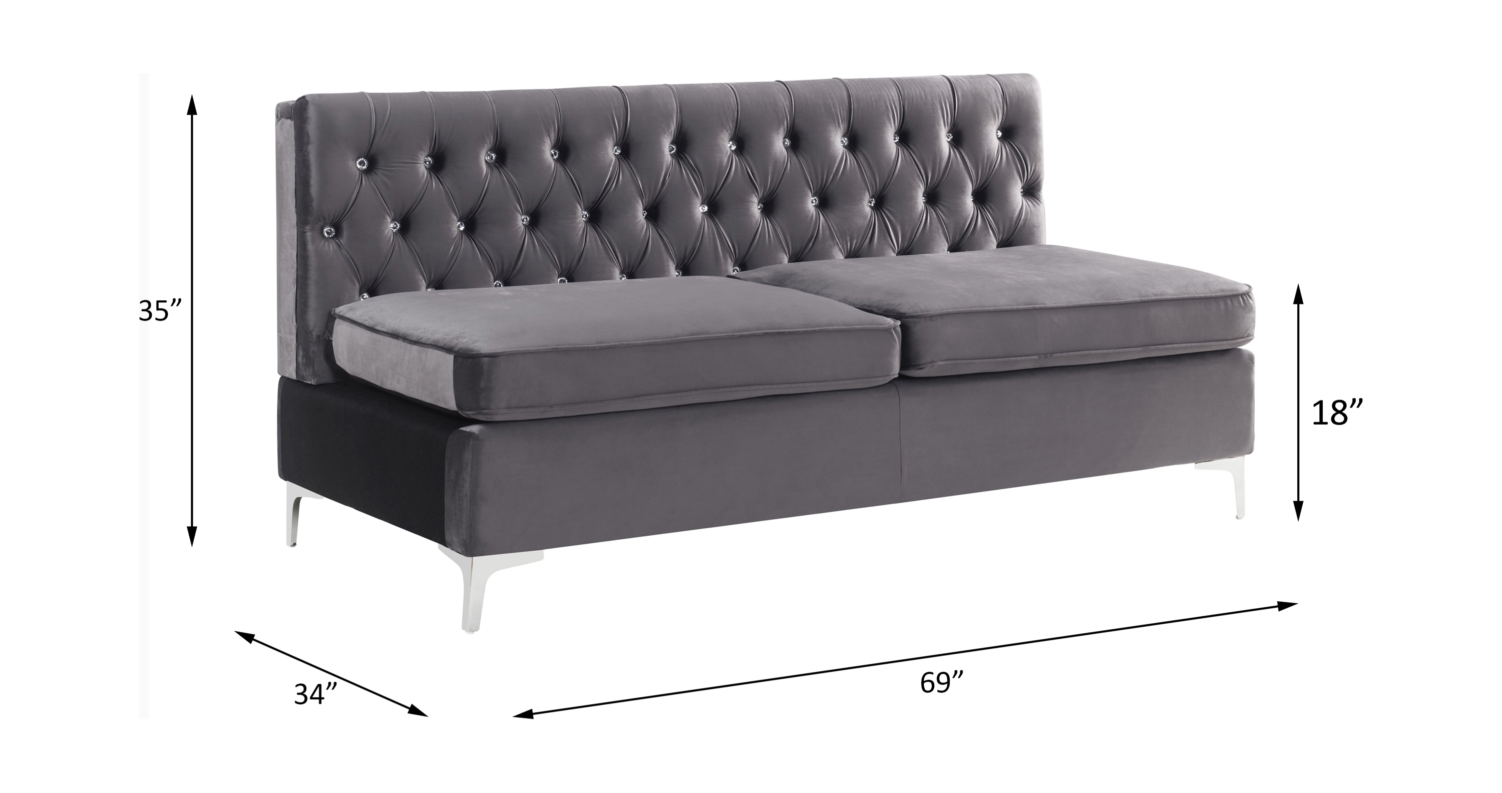 ACME Jaszira Modular Armless Sofa - Gray Velvet