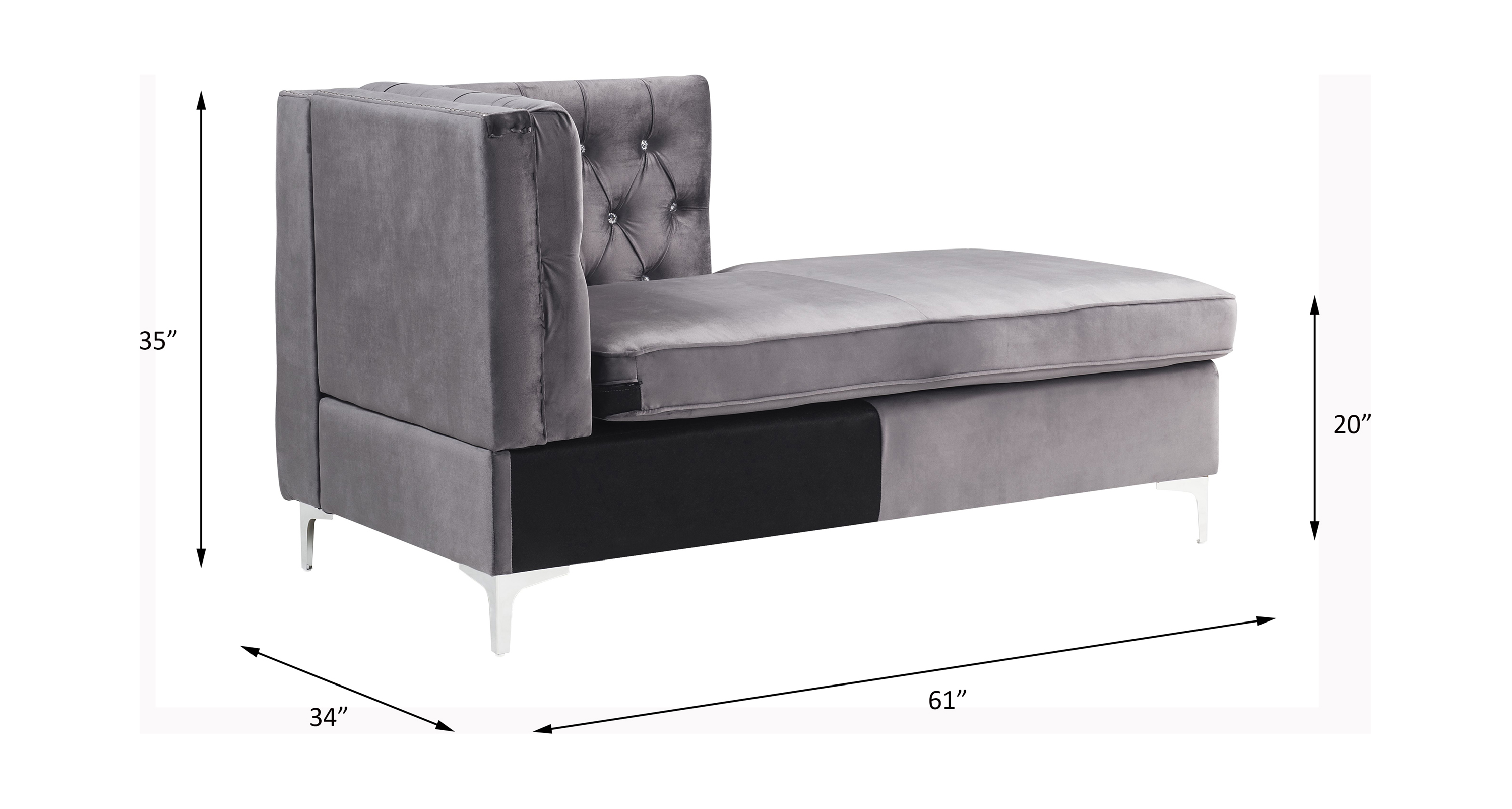 ACME™ Jaszira Modular Chaise - Gray Velvet