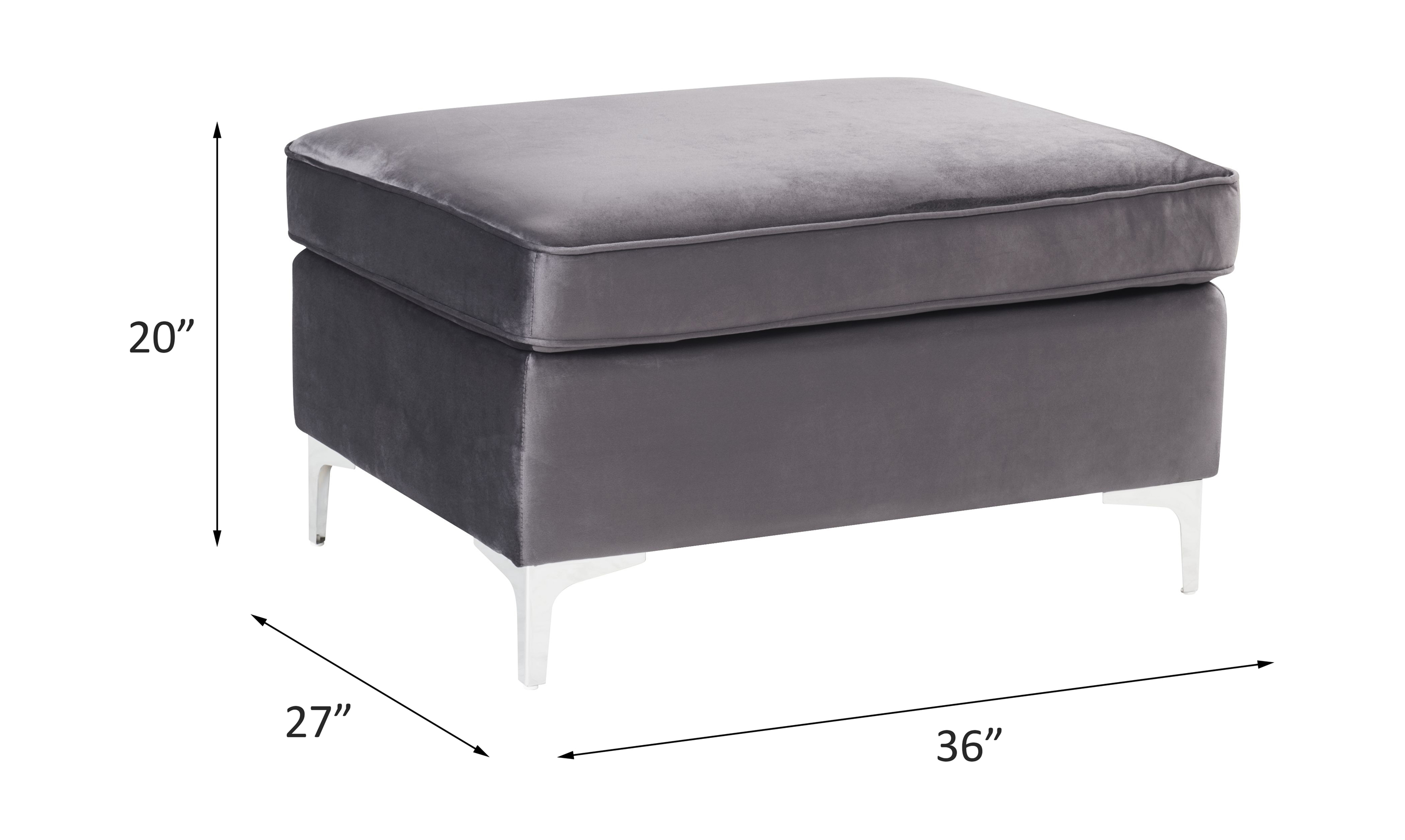 ACME Jaszira Ottoman - Gray Velvet