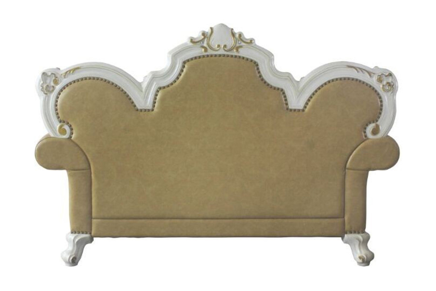 ACME - Picardy Loveseat with 3 Pillows in Butterscotch/Antique Pearl