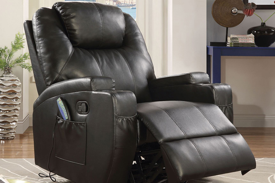 ACME - Waterlily Bonded Leather Match Swivel Rocker Recliner