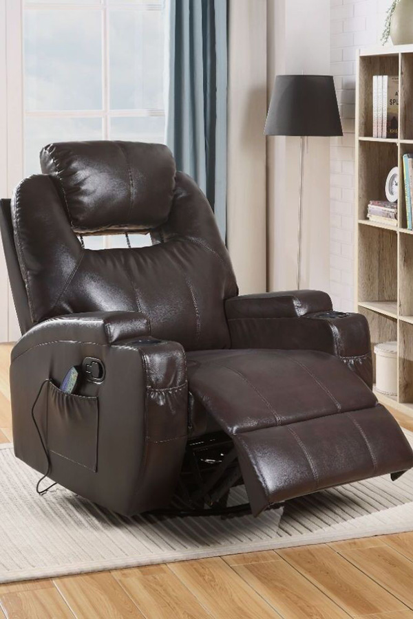 ACME - Waterlily Bonded Leather Match Swivel Rocker Recliner