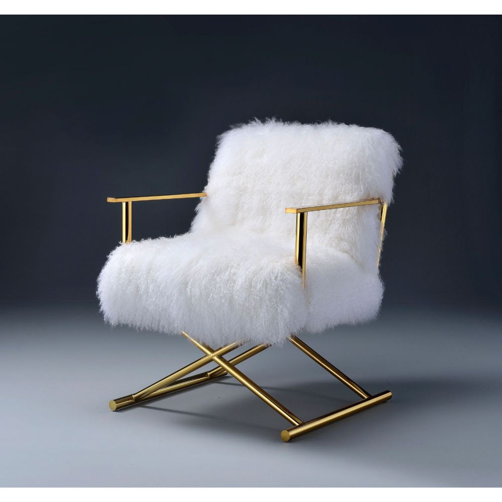 ACME™ Bagley Accent Chair - Wool/Gold Brass