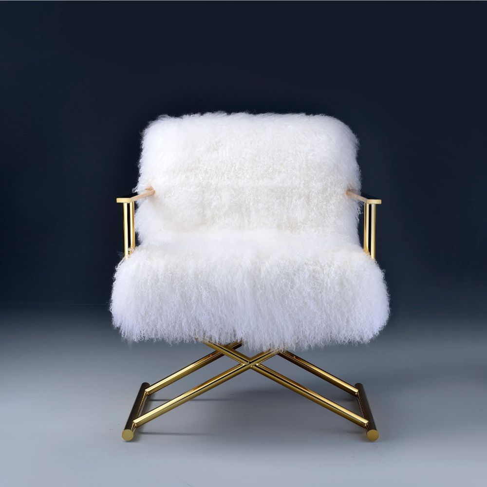 ACME™ Bagley Accent Chair - Wool/Gold Brass