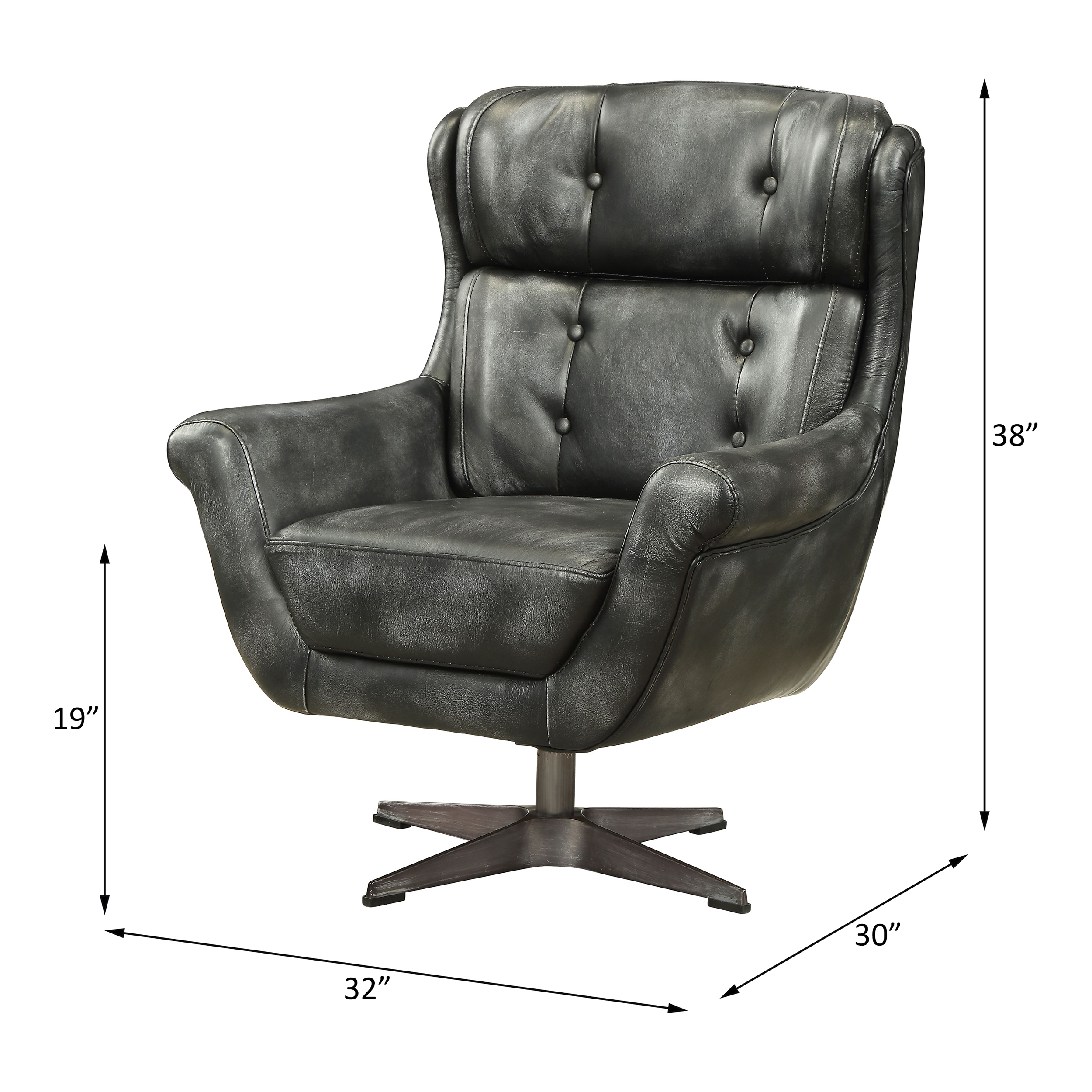 ACME™ Asotin Accent Chair with Swivel - Vintage Black