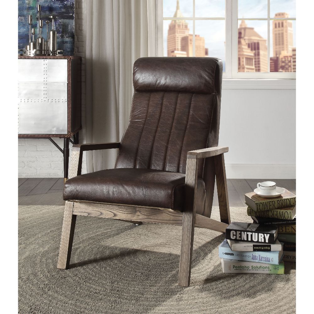 ACME - Emint Accent Chair in Distress Chocolate