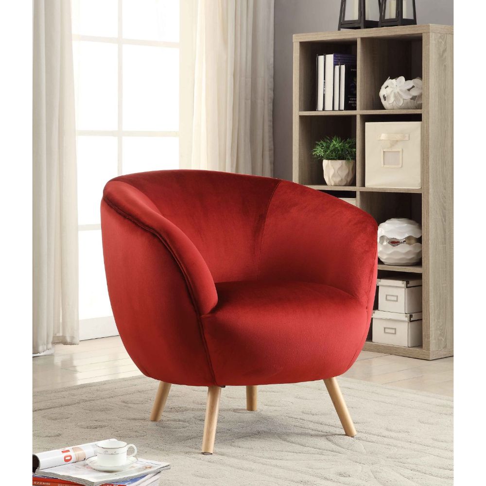 ACME™ Aisling Accent Chair - Red Velvet