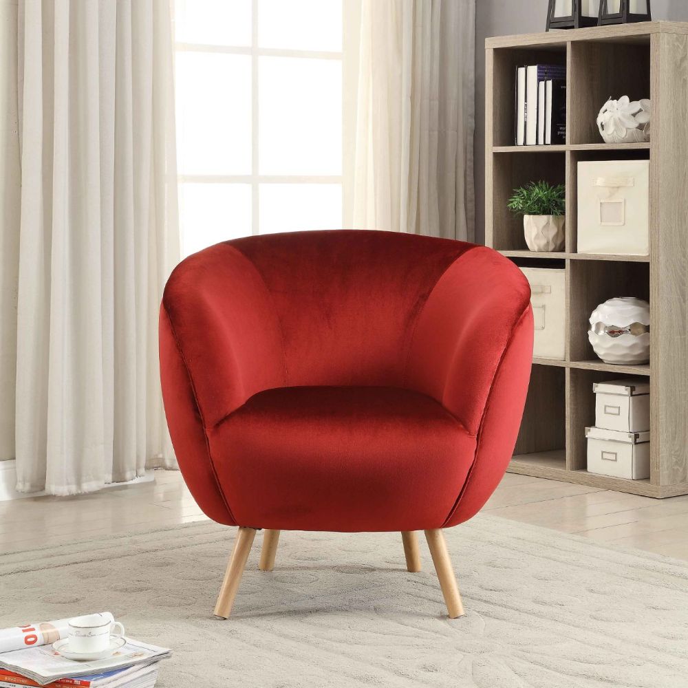 ACME™ Aisling Accent Chair - Red Velvet