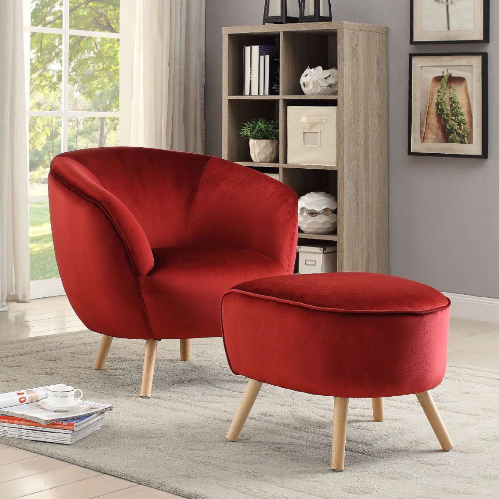 ACME™ Aisling Accent Chair - Red Velvet