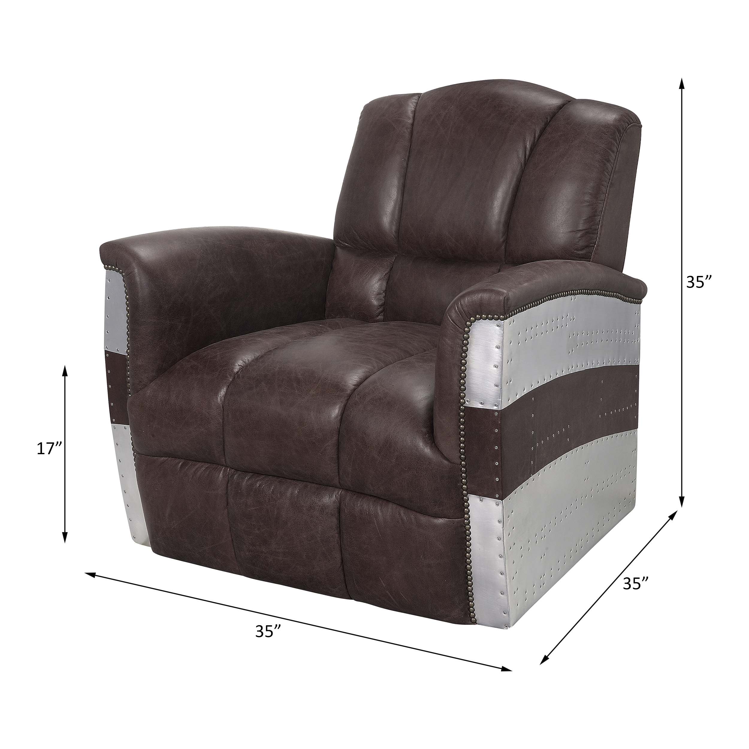 ACME - Brancaster Accent Chair in Retro Brown/Aluminum