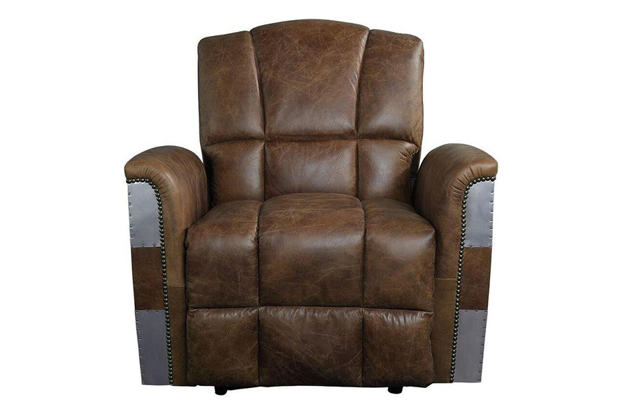 ACME - Brancaster Power Motion Recliner in Retro Brown/Aluminum