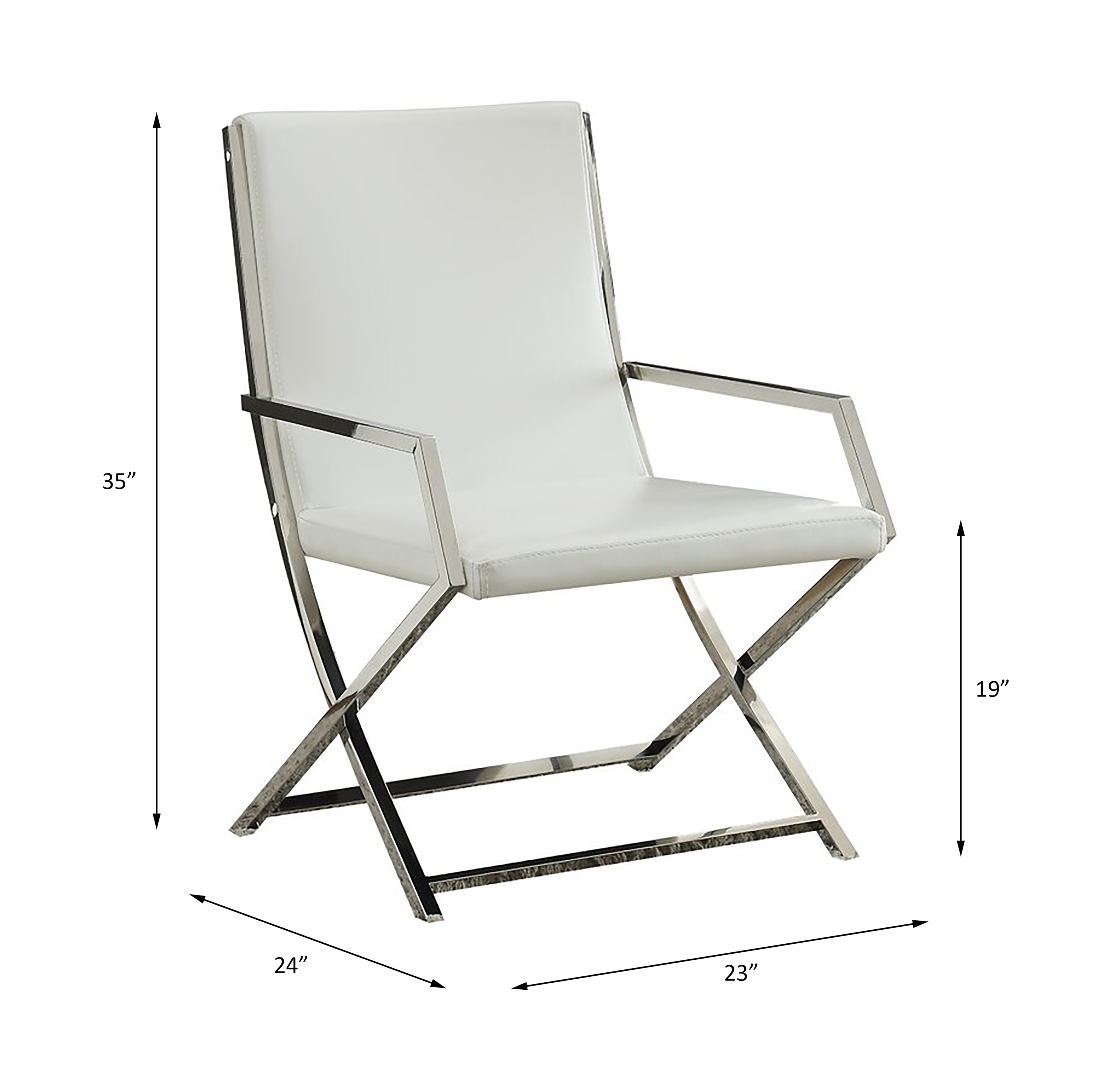 ACME™ Rafael Accent Chair - White/Stainless Steel (59775)