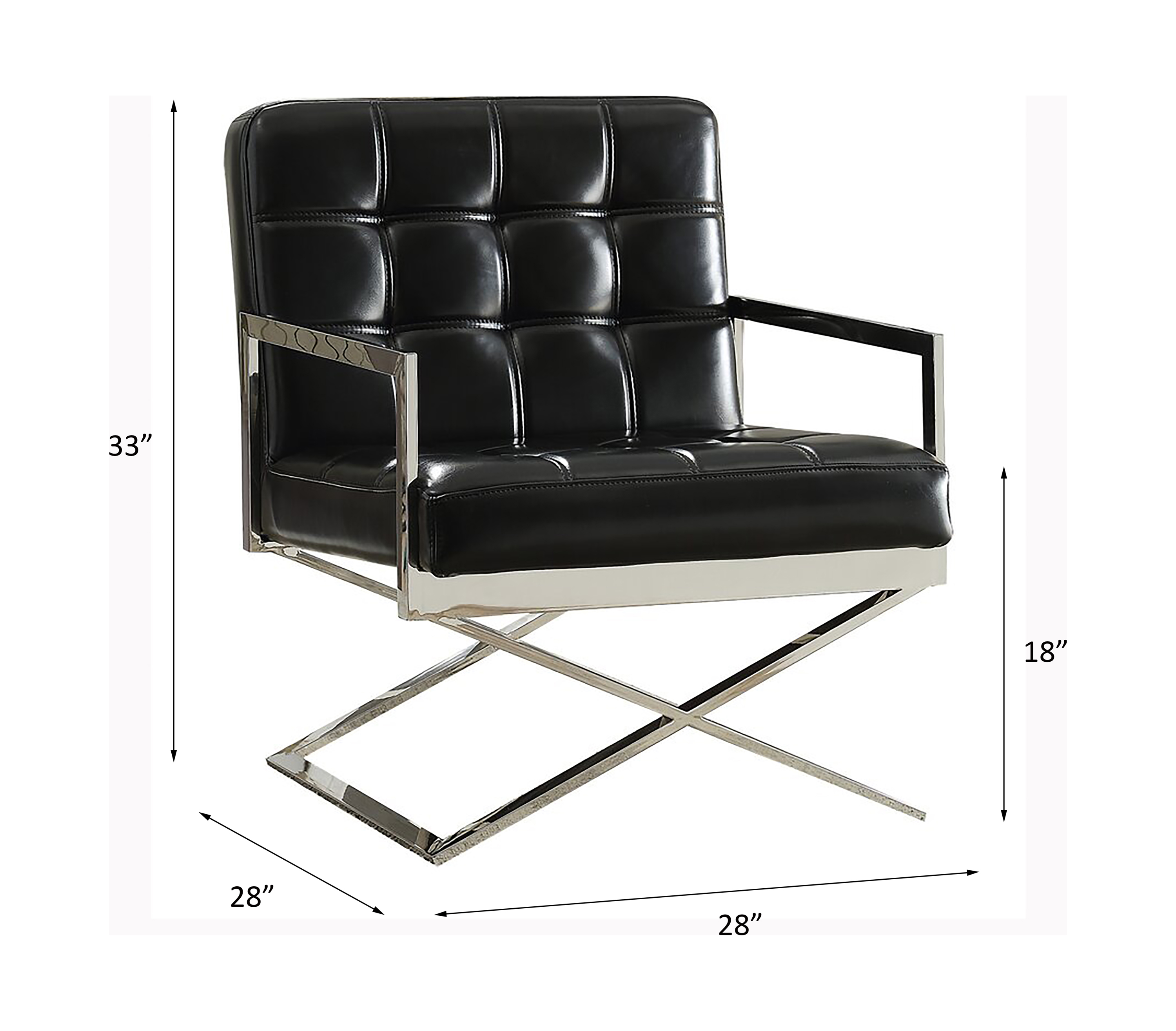 ACME™ Rafael Accent Chair - Black/Stainless Steel