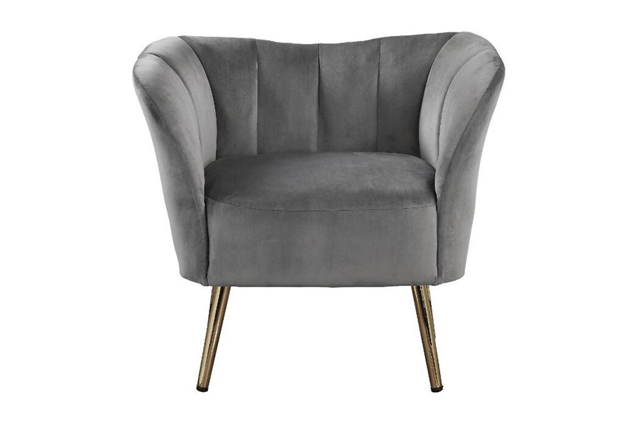 ACME™ Reese Accent Chair - Gray Velvet and Gold