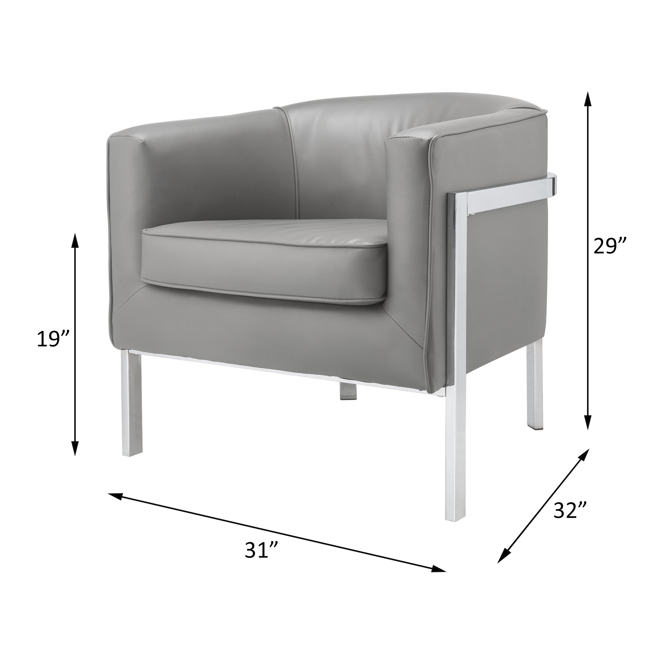 ACME™ Tiarnan Accent Chair - Vintage Gray/Chrome