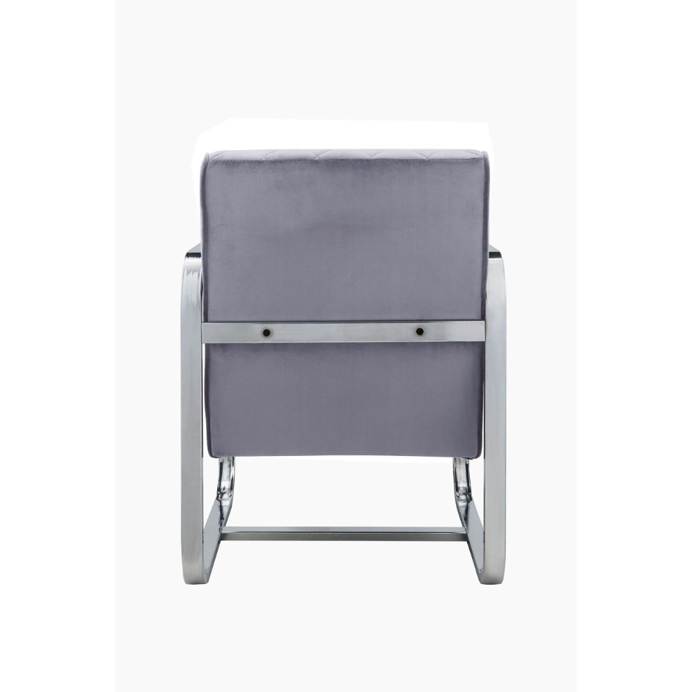 ACME™ Tasmine Accent Chair - Gray Velvet/Chrome