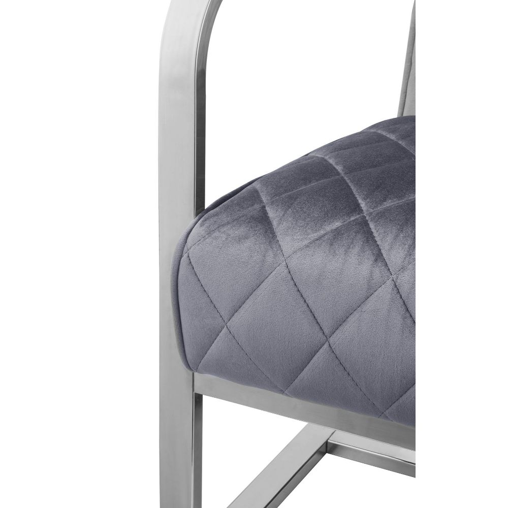 ACME™ Tasmine Accent Chair - Gray Velvet/Chrome