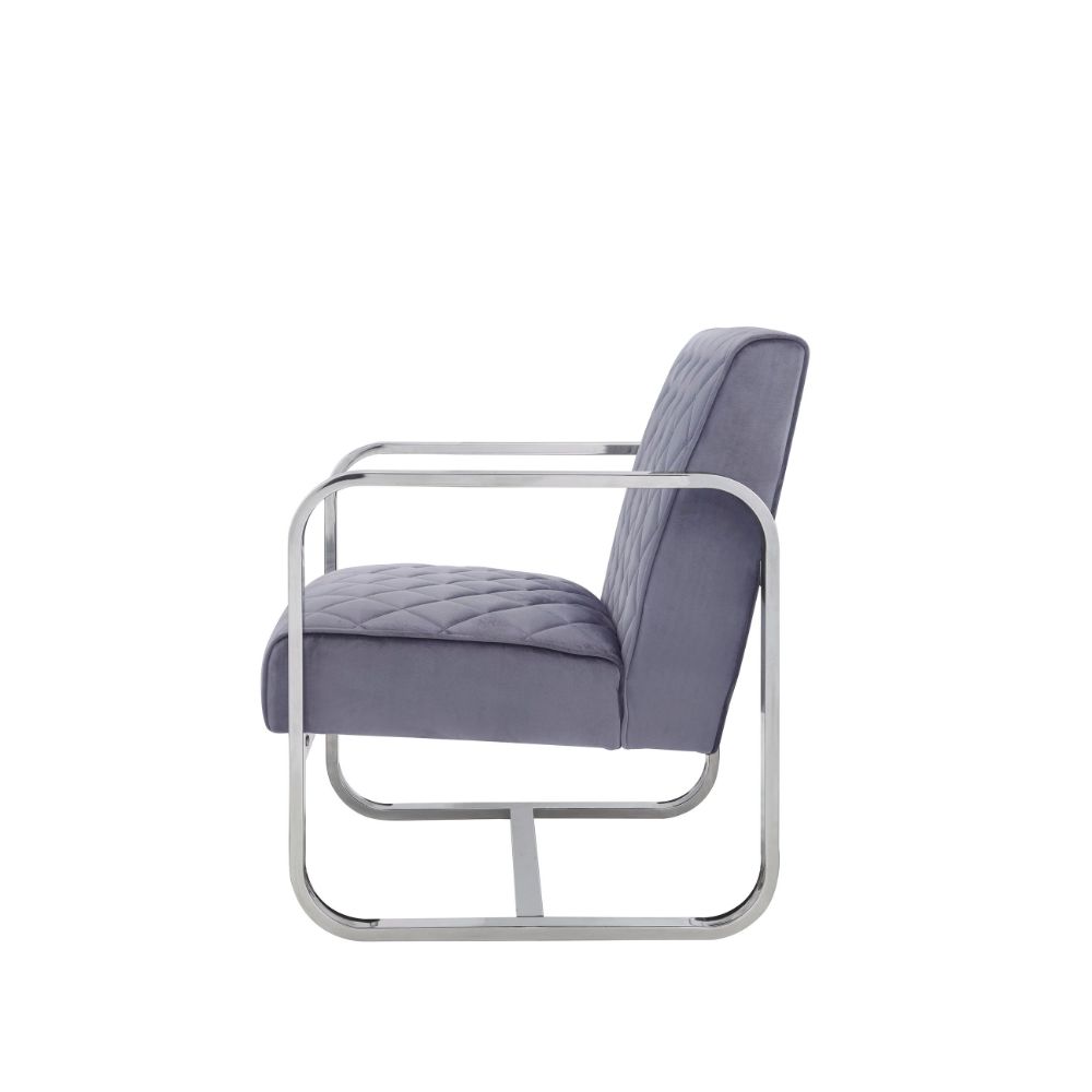 ACME™ Tasmine Accent Chair - Gray Velvet/Chrome