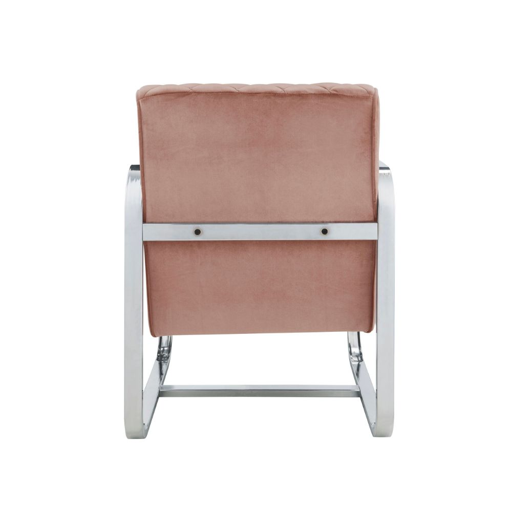 ACME™ Tasmine Accent Chair - Peach Velvet/Chrome