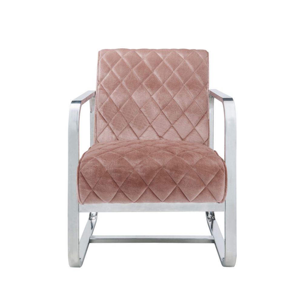 ACME™ Tasmine Accent Chair - Peach Velvet/Chrome