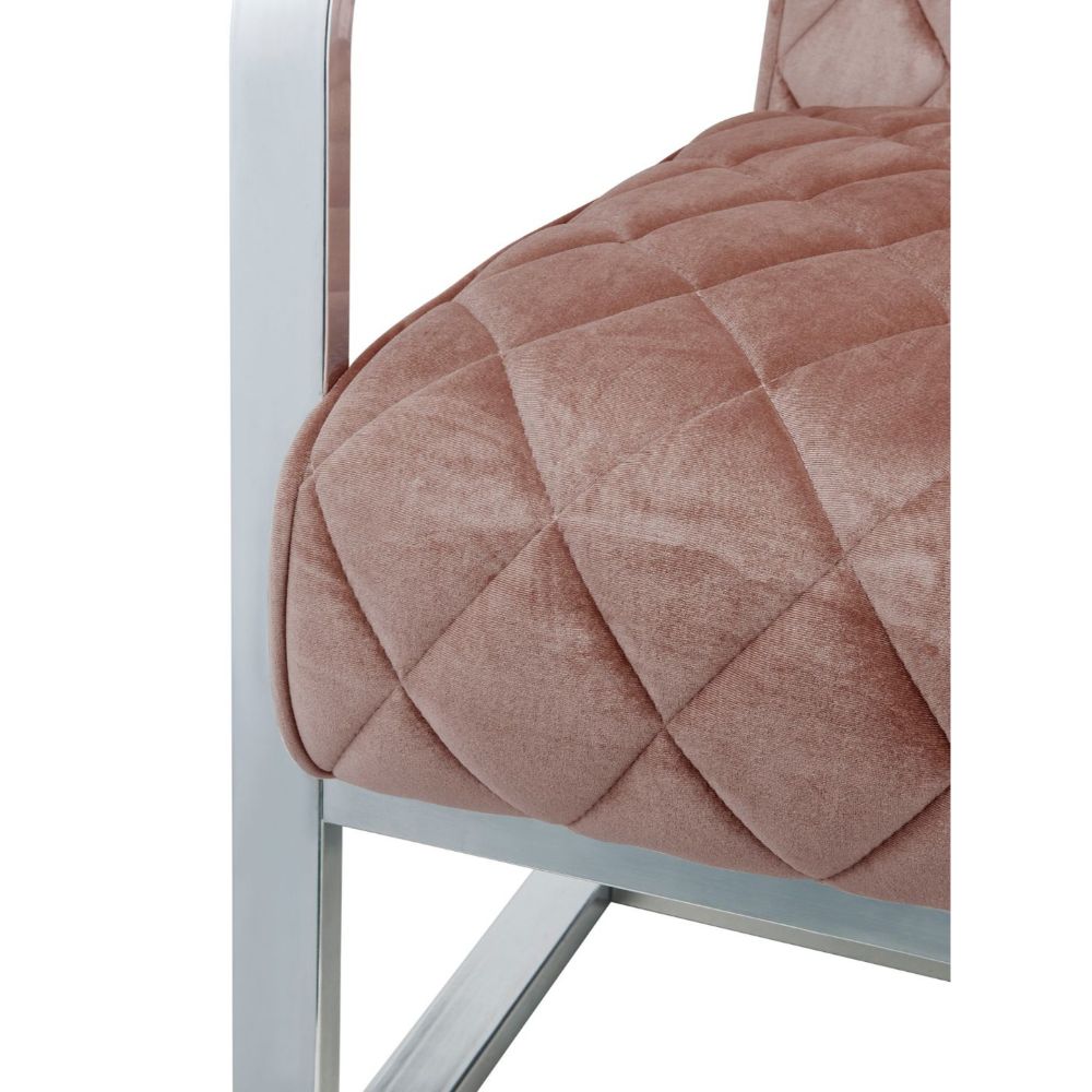 ACME™ Tasmine Accent Chair - Peach Velvet/Chrome