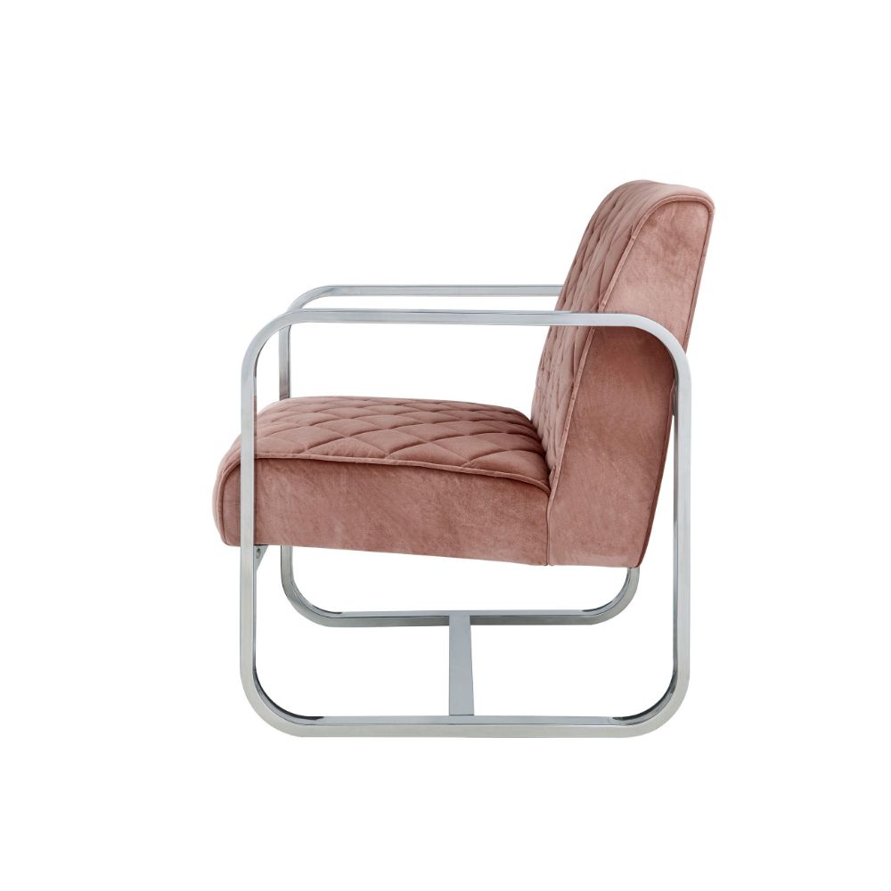 ACME™ Tasmine Accent Chair - Peach Velvet/Chrome