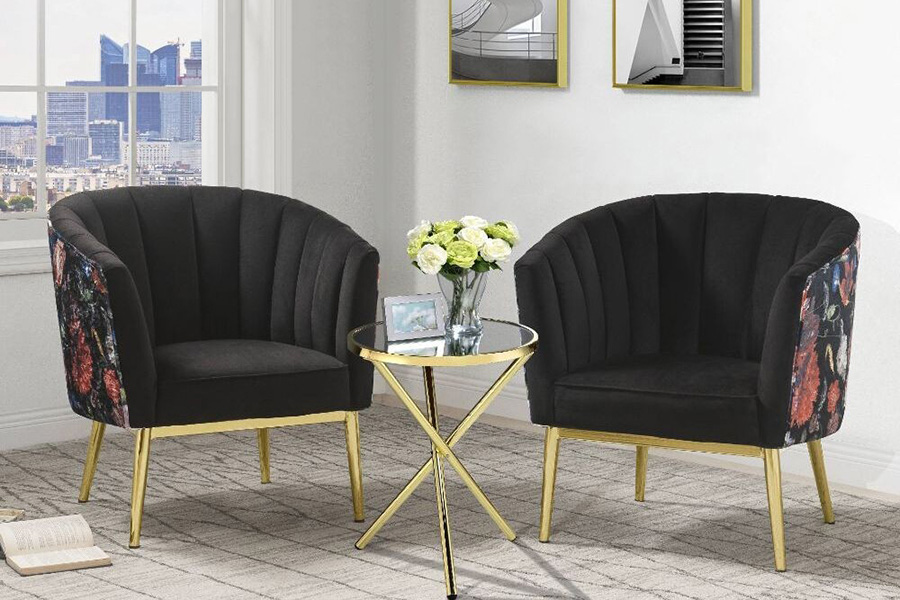 ACME Colla Accent Chair - Gray Velvet and Gold