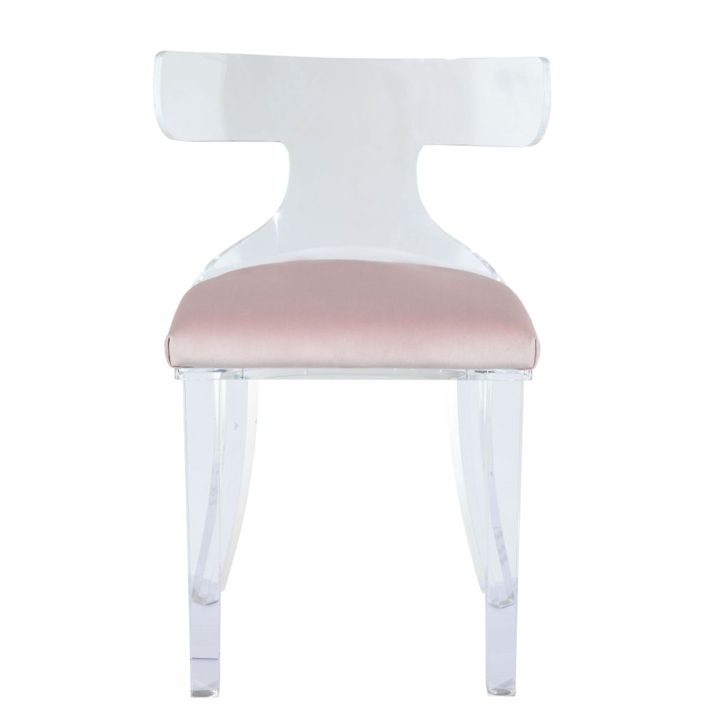 ACME™ Bradley Accent Chair - Light Pink Velvet/Clear Acrylic