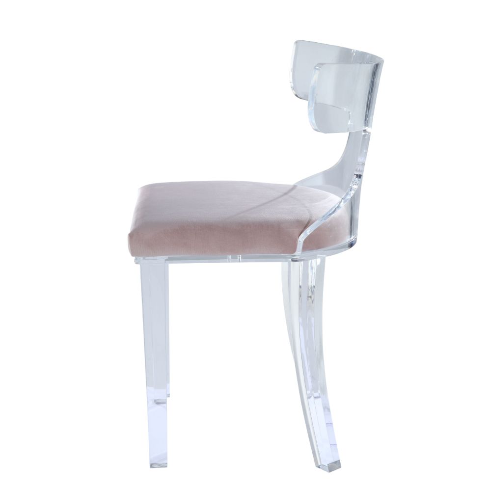 ACME™ Bradley Accent Chair - Light Pink Velvet/Clear Acrylic