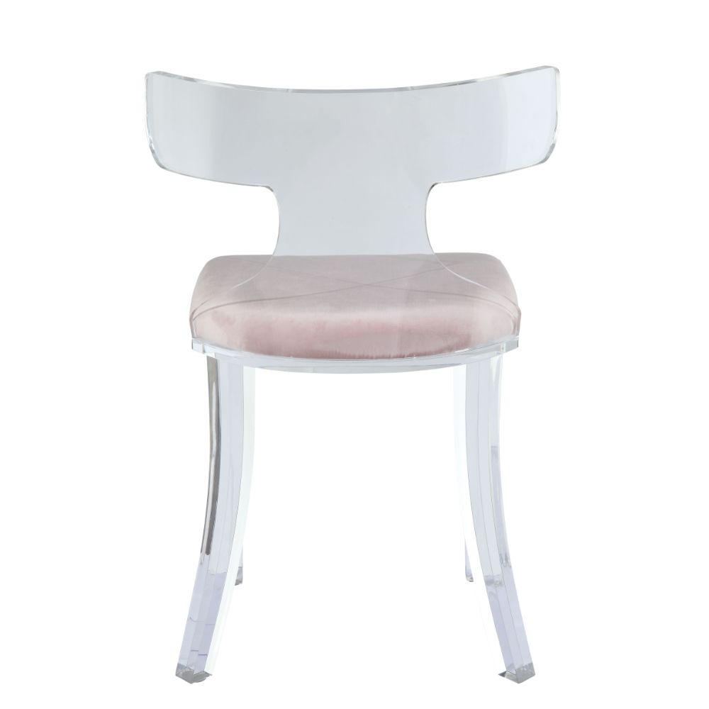 ACME™ Bradley Accent Chair - Light Pink Velvet/Clear Acrylic