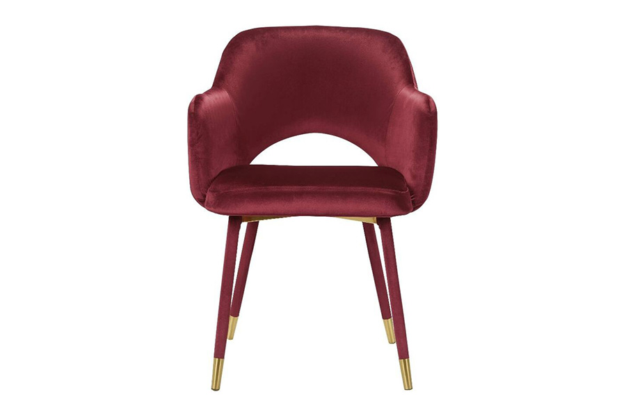 ACME Applewood Accent Chair - Bordeaux Red Velvet and Gold