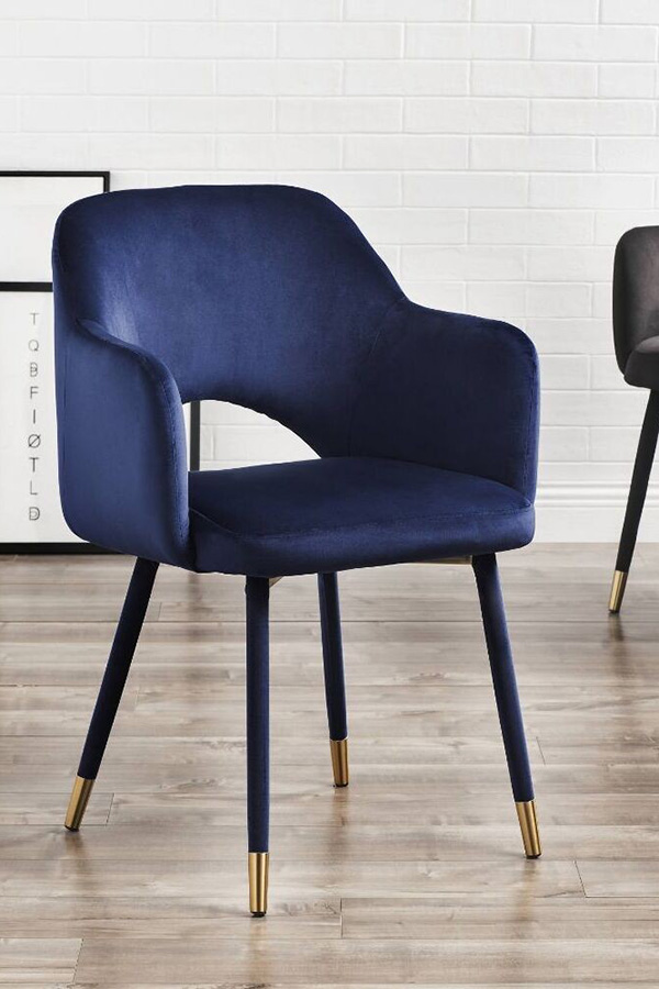 ACME Applewood Accent Chair - Ocean Blue Velvet and Gold