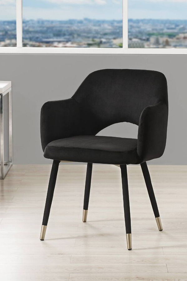 ACME Applewood Accent Chair - Black Velvet and Gold