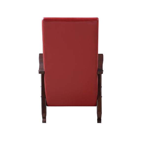 ACME Raina Rocking Chair - Red PU and Espresso Finish