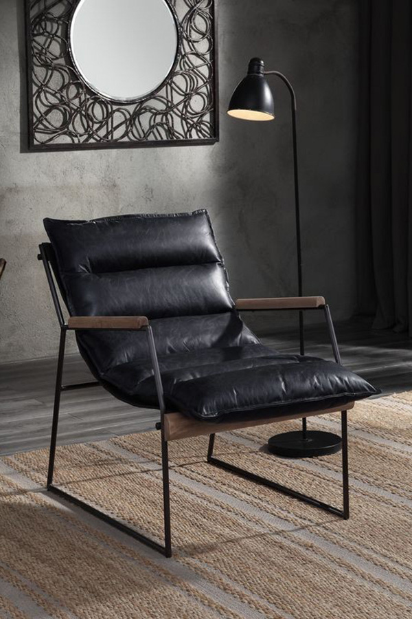 ACME™ Luberzo Accent Chair - Distress Espresso/Matt Iron