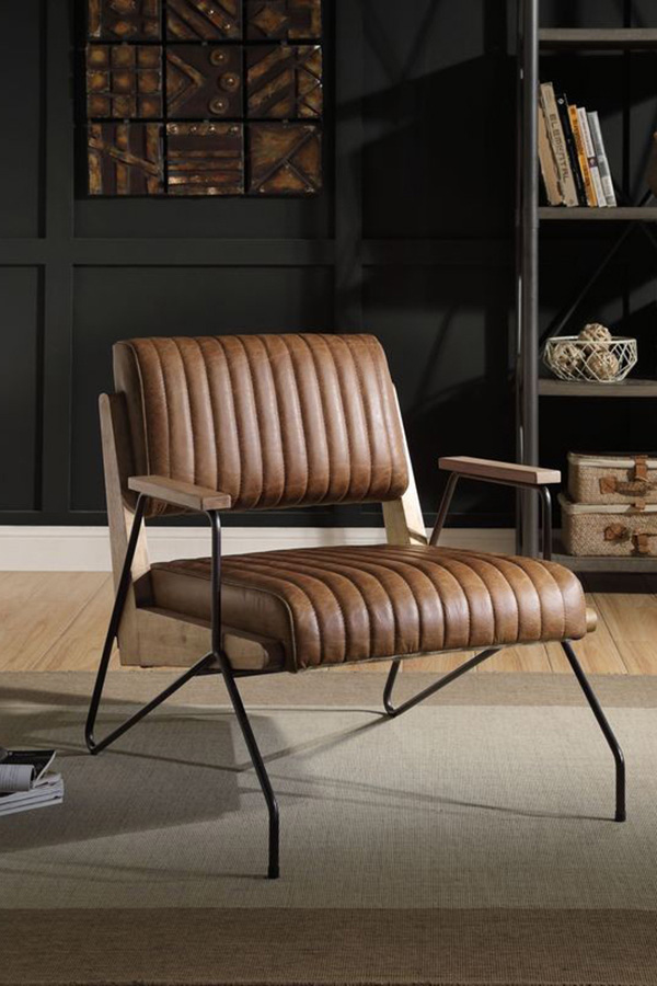 ACME™ Eacnlz Accent Chair - Cocoa/Matt Iron