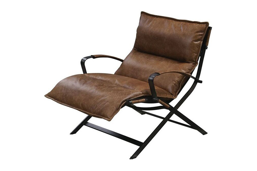 ACME - Zulgaz Accent Chair in Cocoa/Matt Iron