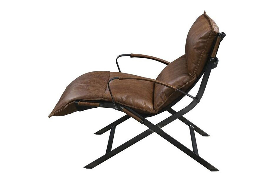 ACME - Zulgaz Accent Chair in Cocoa/Matt Iron