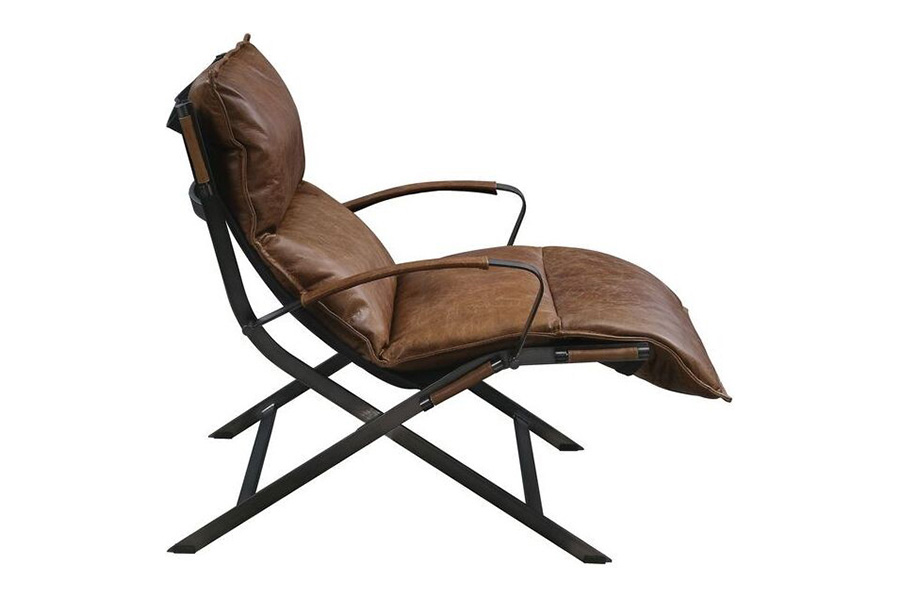 ACME - Zulgaz Accent Chair in Cocoa/Matt Iron