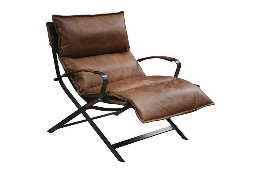 ACME - Zulgaz Accent Chair in Cocoa/Matt Iron