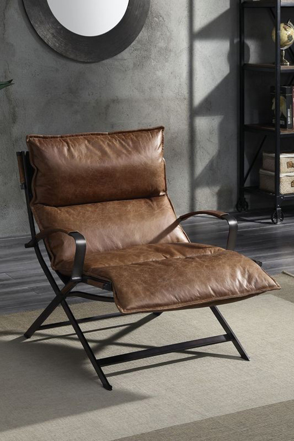 ACME - Zulgaz Accent Chair in Cocoa/Matt Iron