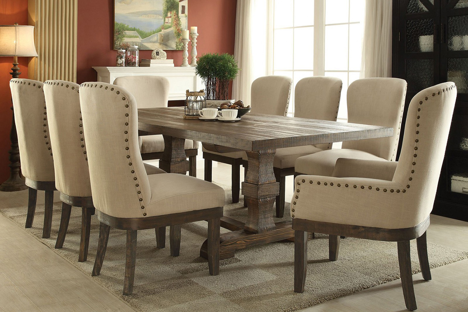 ACME Landon Trestle Dining Table - Salvage Brown